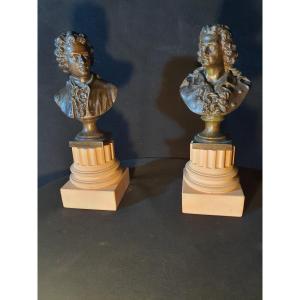 Pair Of XVIII Century Style Busts, Gentleman.