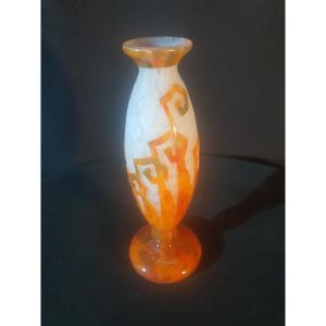 French Glass Vase, Charder, Art Deco.