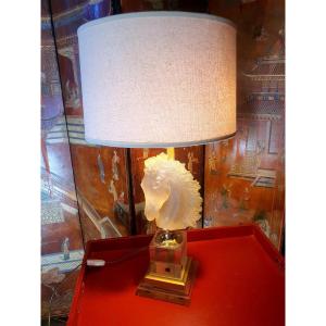 Lampe  Vintage Cheval Lucite Plexiglass.