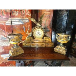 Pendulum With Gilt Bronze Eagle Trim.