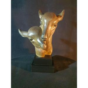 Art Deco Sculpture, Deer, M Leducq.