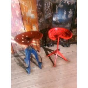 Pair Of Vintage Jean Prouvé Spirit Stools.