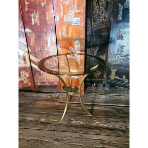 Bronze Brass Pedestal Table Spirit Jansen, Roger Thibier.