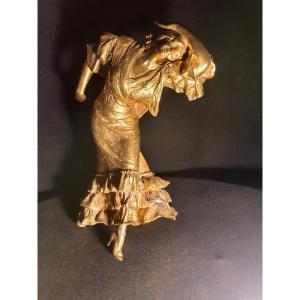 Spanish School Bronze Sculpture Flamenco Dancer Luis De Perinat.