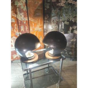 Paire De Lampes Boules Vintage ,esprit Bauhaus.