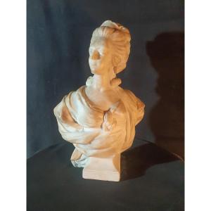 Marble Bust Marie Antoinette D After Pajou.