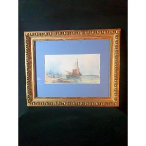 Tableau Marine Aquarelle, école Usa , Sir William Newton Bartholomew.