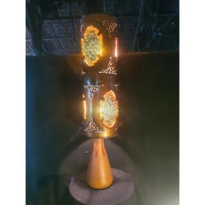 Lampe Vintage Brutaliste Ethnique Céramique Accolay.