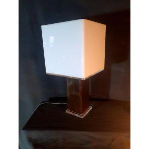 Lampe Vintage Plexiglass Lucite Cubique. 