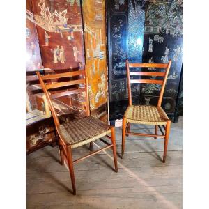Paire De Chaises Vintage Italie Esprit Gio Ponti, Sedie Friuli