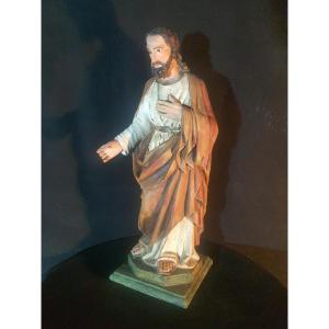 Sculpture bois polychrome Saint Joseph XVIII siècle. 