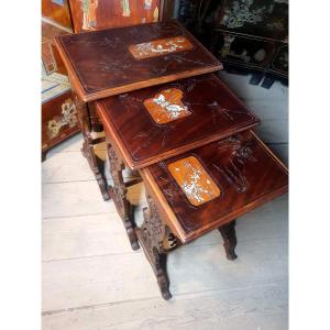 Set Of Three Indochine Tables.