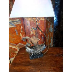 Bronze Boat Lamp. 