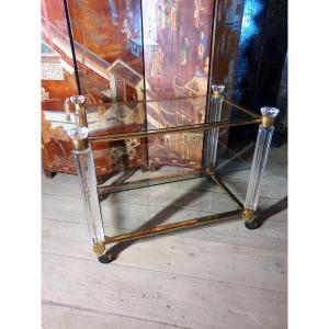 Side Table, Gilded Brass And Glass. 