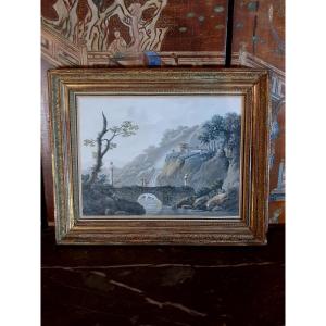 Tableau paysage XVIII siècle école Hubert Robert