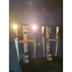 Paire d appliques fer forgé. 