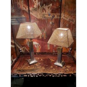 Paire de lampes brutalistes David Marshall. 