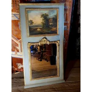 Trumeau miroir bois doré Louis XVI. 