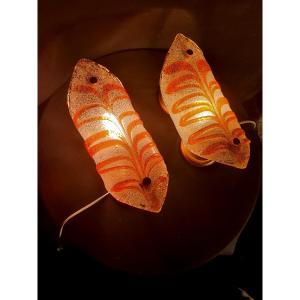 Pair Of Vintage Murano Glass Wall Sconces 