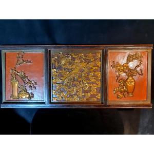 Panneau sculpté Chine dragon et phénix. 