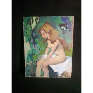 Painting Of A Young Woman By Pierre Grisot.