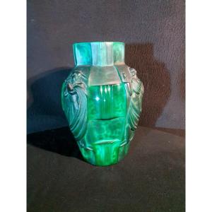 Ingrid Art Deco Glass Vase By Curt Schlevogt.