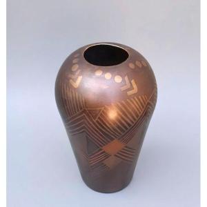 Grand vase art déco dinanderie era Dunand Christofle Linossier