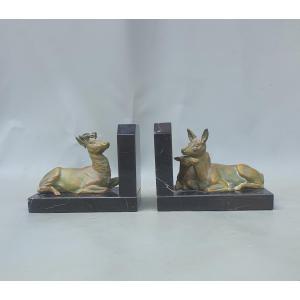 Serres livres art déco, cerf biche faon.