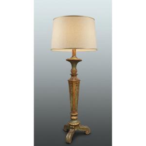 Lampadaire doré pique cierge style Louis XIV