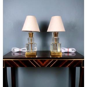 Paire de lampes modernistes dans le goût Jacques Adnet