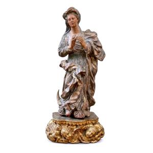 Vierge baroque bois doré XVIII siècle.