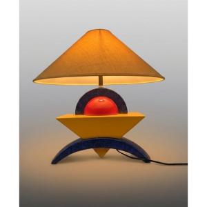 Cubist Lamp By François Chatain, Memphis Style