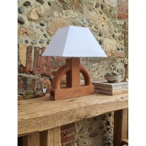 Lampe brutaliste terre cuite goût Guy Bareff
