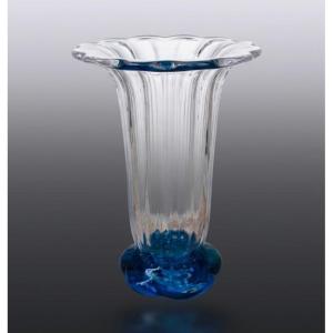 Vintage Crystal Vase Attributed To Daum