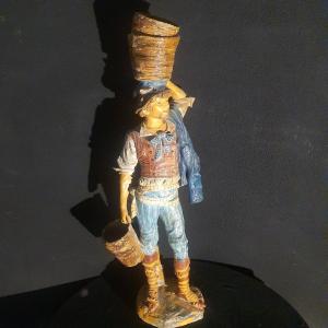 Large Sculpture Of A Young Farmer, Attributed To Goldsheider