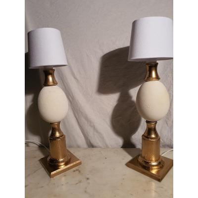 Pair Of Ostrich Eyes Lamps