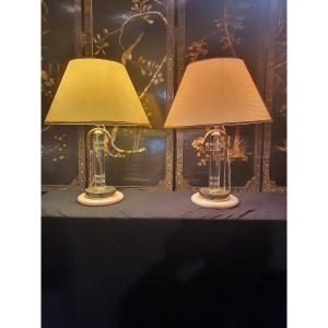 Paire De Lampes Lucite, Plexiglas,esprit Le Dauphin .