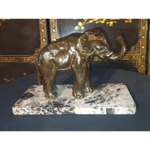 Bronze Art Deco Elephant Sculpture.