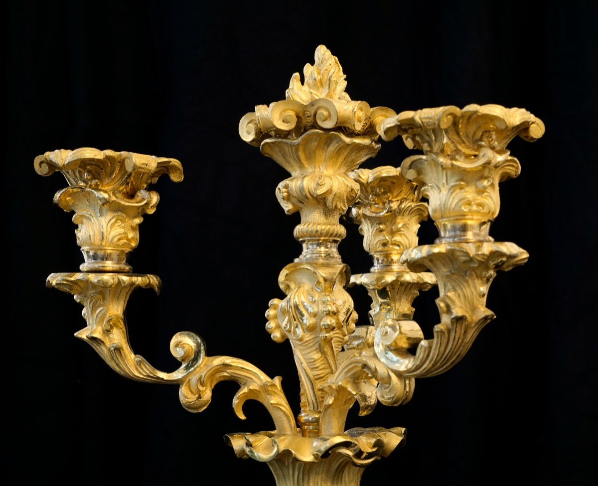 Paire de grands Bougeoirs style Louis XV-photo-6