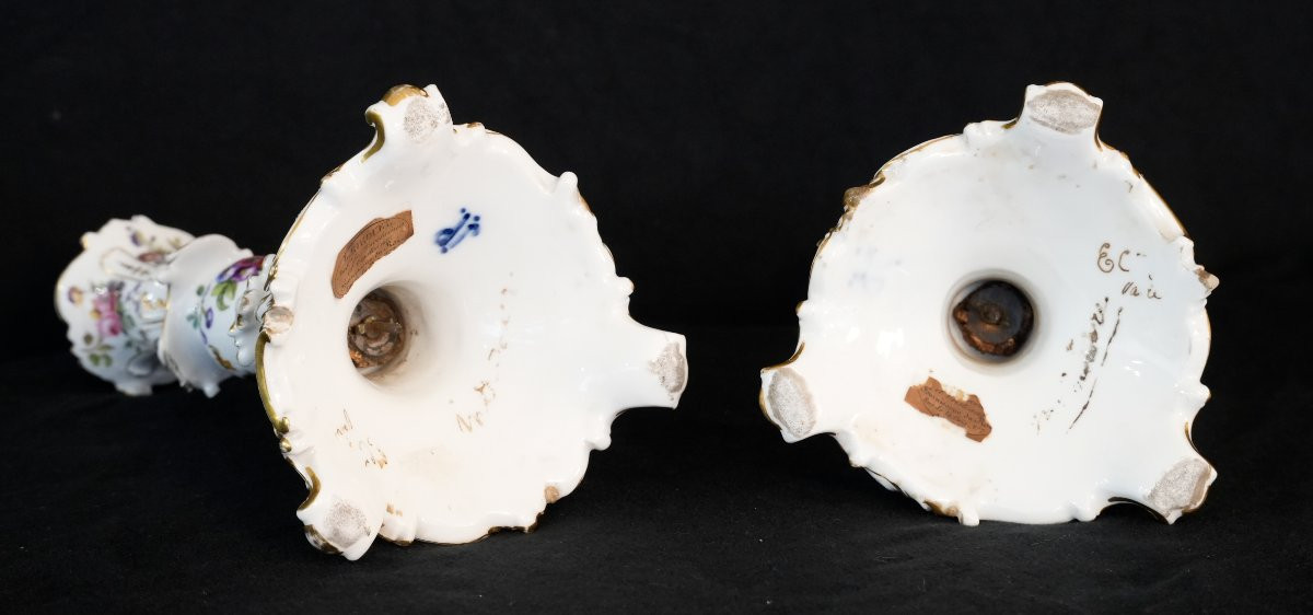 Pair Of Jacob Petit Porcelain Candlesticks-photo-2