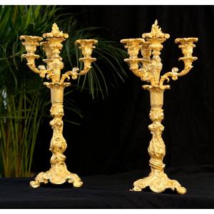 Pair Of Large Louis XV Style Candlesticks