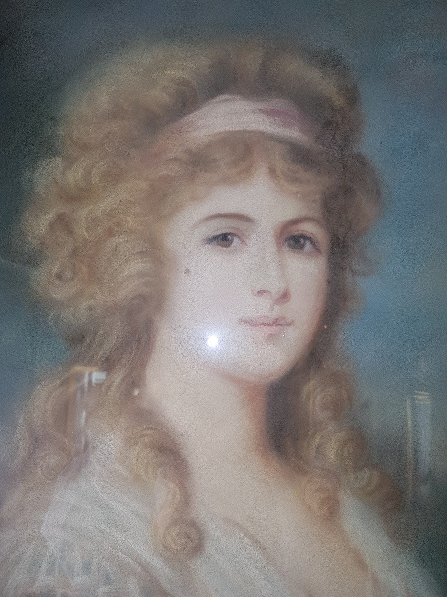 Pastel Représentant Une Jeune Fille -daté De 1792-photo-3