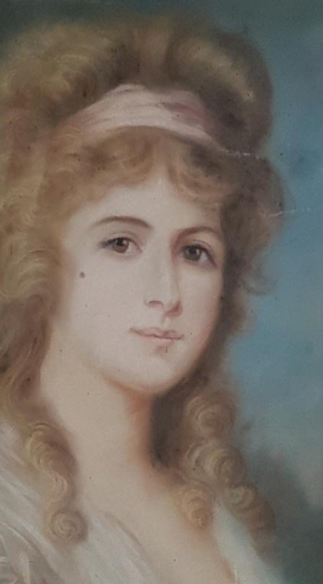 Pastel Représentant Une Jeune Fille -daté De 1792-photo-4
