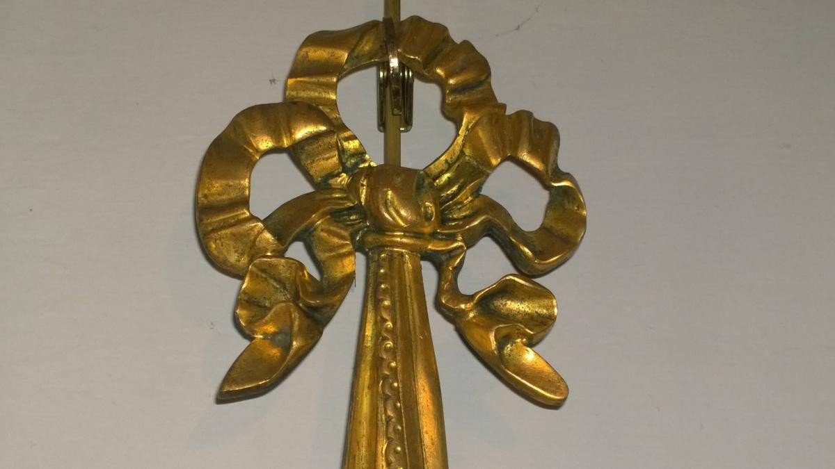 Paire d'Appliques Aux Carquois En Bronze Doré Et Cristaux.-photo-1