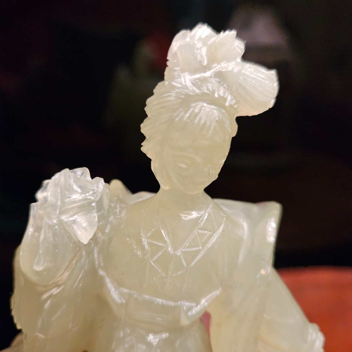 Statuette En Jade Représentant Une Déesse Chinoise. Chine XX° Siècle.-photo-1
