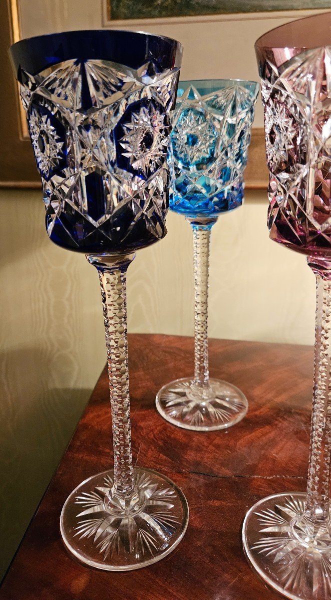 Suite Of 6 Rhine Wine Glasses In Baccarat Or Saint Louis Crystal.-photo-1