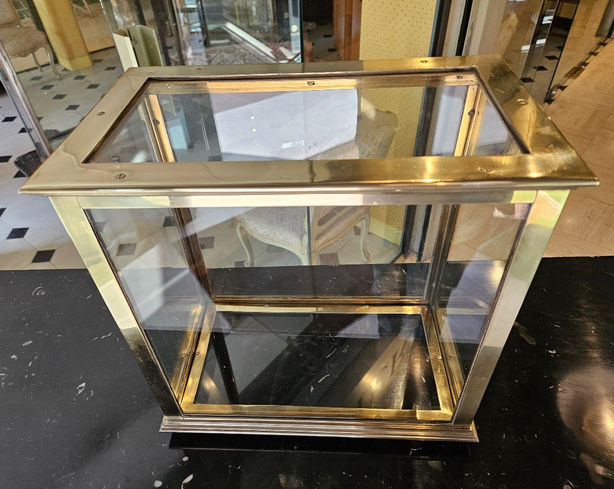 Petite Vitrine en laiton Pour Objet Unique  -début Du XXeme Siècle.  -photo-4