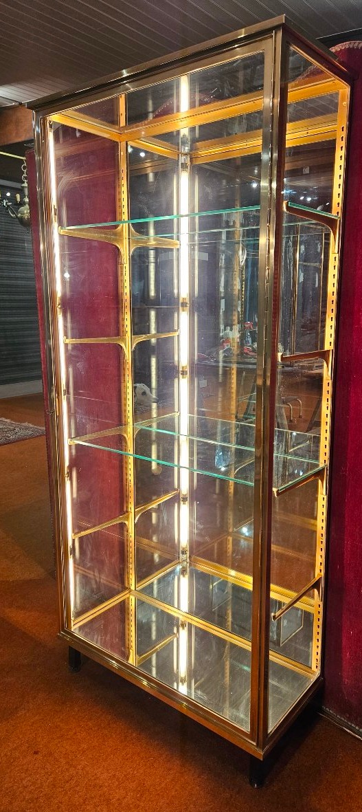 Brass And Glass Display Cabinet.-photo-4