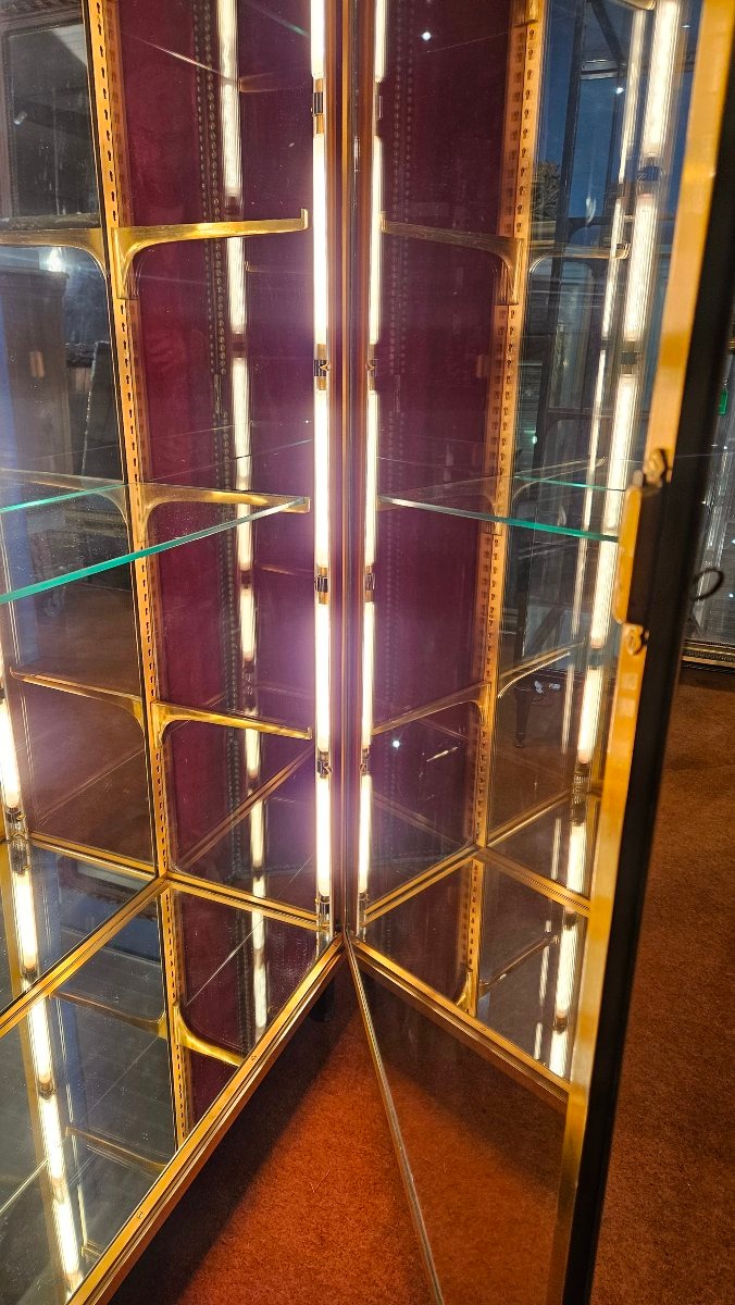 Brass And Glass Display Cabinet.-photo-4