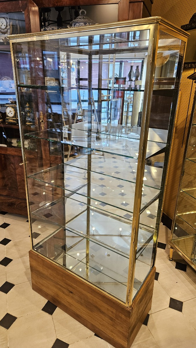 Paire De Vitrines  d'Exposition En Laiton.  Début Du XXème Siècle. -photo-2